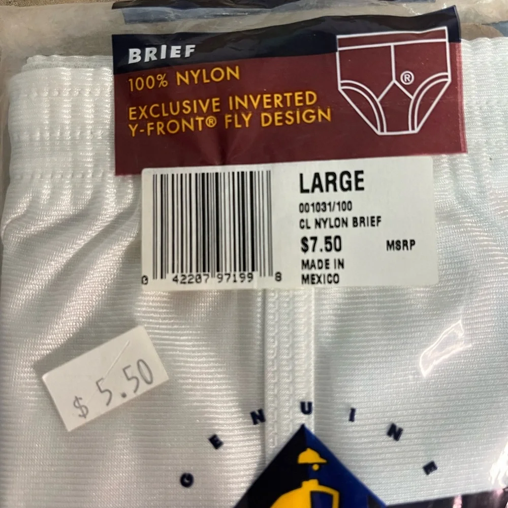 Vintage Jockey White Nylon Men’s Briefs - Large